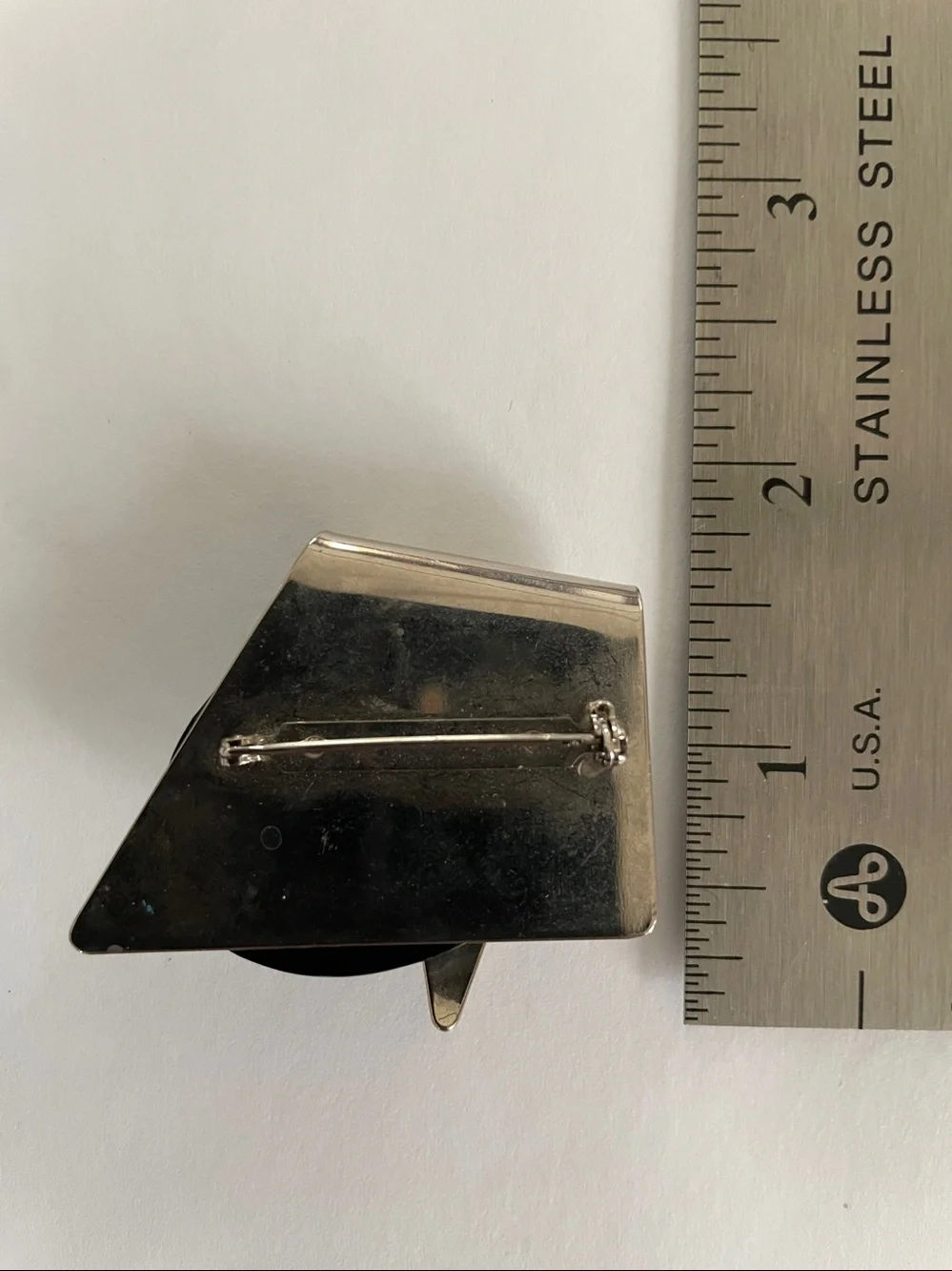 VTG: Genuine Silver Handmade Canadian Modernist Abalone Stone Brooche Pin